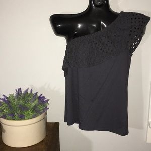 LOFT NWT lace off the shoulder cotton shirt // M